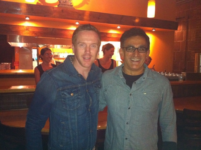 At Mela Indian Restaurant in Asheville, NC on October 27, 2011
Damian Lewis and Anoop Krishnan (Mela's owner).
[url=http://ashvegas.squarespace.com/journal/2011/10/28/asheville-tmz-damien-lewis-of-showtimes-homeland-dines-at-me.html]source[/url]
