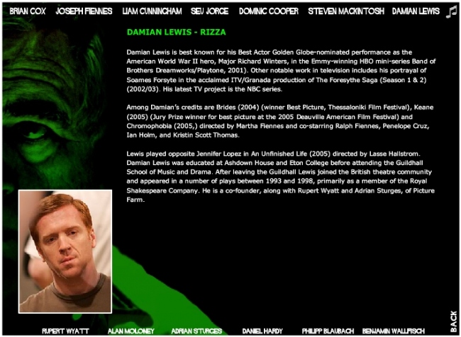 Damian Lewis (Rizza) Bio Page from "The Escapist" Official Site
