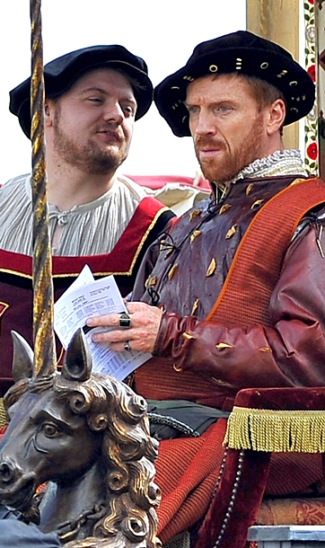 Damian Lewis filming scenes for 'Wolf Hall'