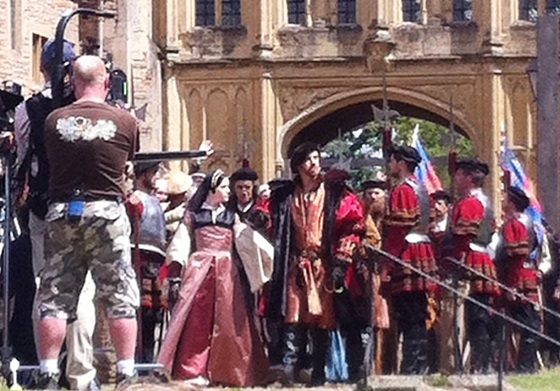 Damian Lewis filming 'Wolf Hall' in Wells